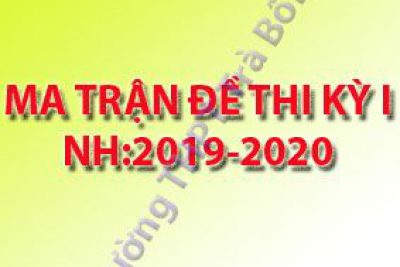 Ma trận các môn thi học kỳ I năm học 2019-2020